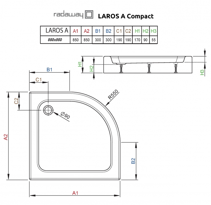 Поддон Radaway Laros A Compact 85*85