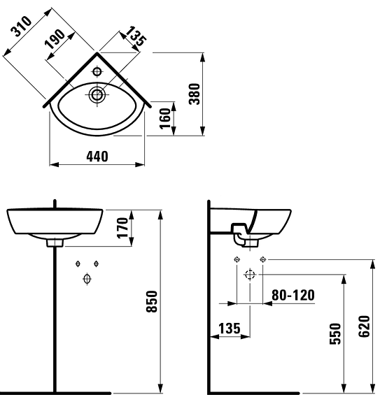 Умывальник Laufen Pro S, 31х31