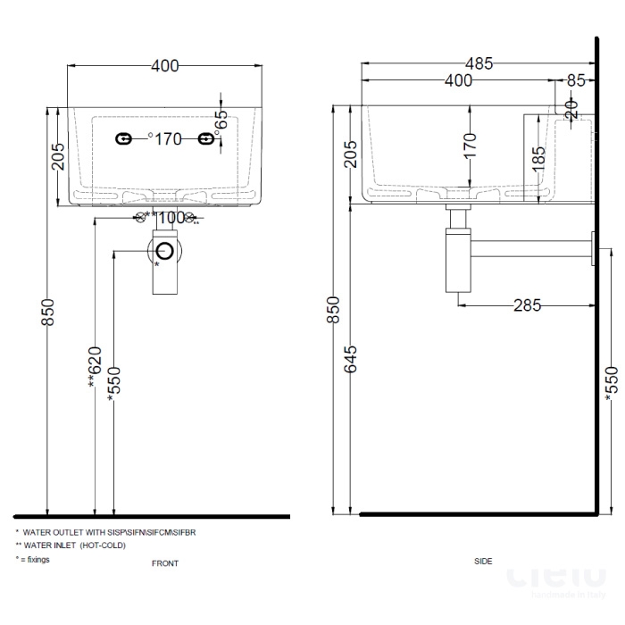 Подвесная раковина Cielo Sella 40x48,5xH20,5 cm bianco gloss white