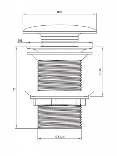 Донный клапан Deante CLICK-CLACK графит, без перелива