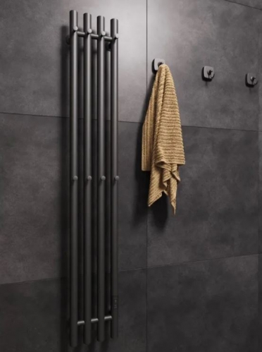 Полотенцесушитель электрический Маргроид Ferrum Inaro 4 СНШ 120×6×18 графит, скрытого монтажа, таймер справа (8 крючков)