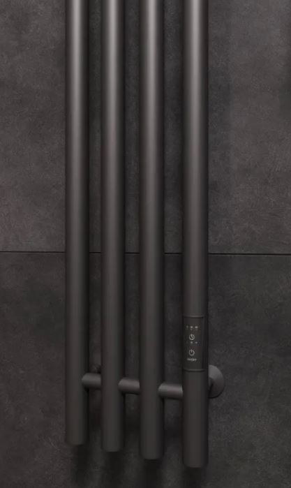 Полотенцесушитель электрический Маргроид Ferrum Inaro 4 СНШ 120×6×18 графит, скрытого монтажа, таймер справа (8 крючков)