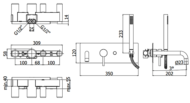 Смеситель для ванны скрытого монтажа Paffoni Light, белый матовый