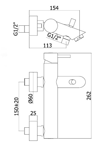 Смеситель Paffoni LIGHT, для ванны/душа с душевой насадкой, черный