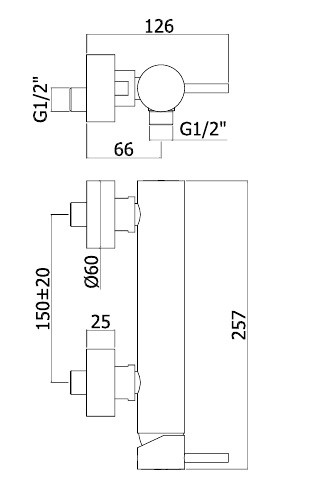 Paffoni Light Смеситель для душа без душ.набора с нижним подкл.1/2", нержавеющая сталь