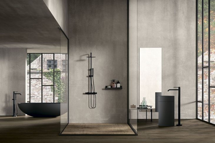 Смеситель для раковины напольный Paffoni Light, чёрный матовый