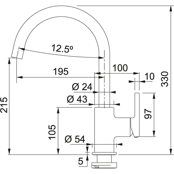СМЕСИТЕЛЬ ДЛЯ КУХНИ FRANKE LINA C ПОВОРОТНЫМ ИЗЛИВОМ, сатин