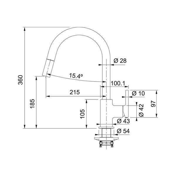 СМЕСИТЕЛЬ ДЛЯ КУХНИ FRANKE LINA С ВЫДВИЖНЫМ ШЛАНГОМ, ЧЕРНЫЙ МАТОВЫЙ
