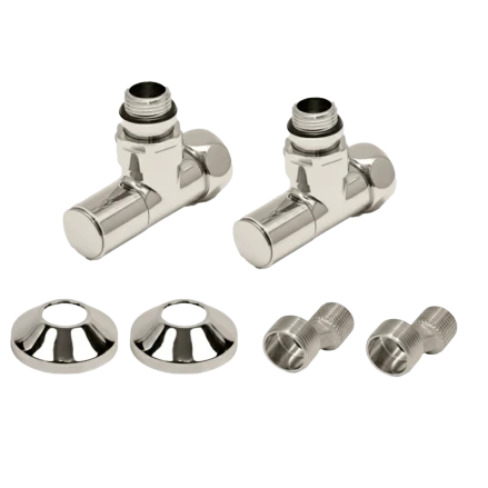 Комплекты для нижнего подключения водяных ПС 3/4" х 1/2" круглый вентиль Сатин