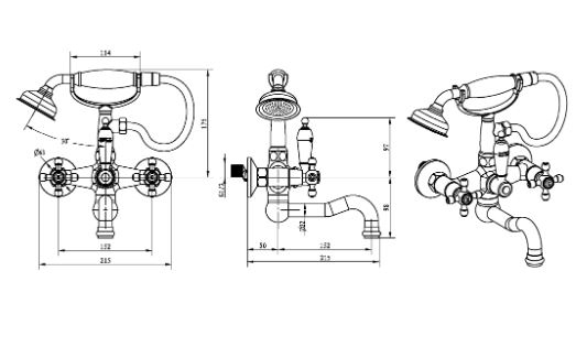 Душевая стойка BOHEME MEDICI С ВЕРХНИМ ДУШЕМ и смеситель с изливом для ванны