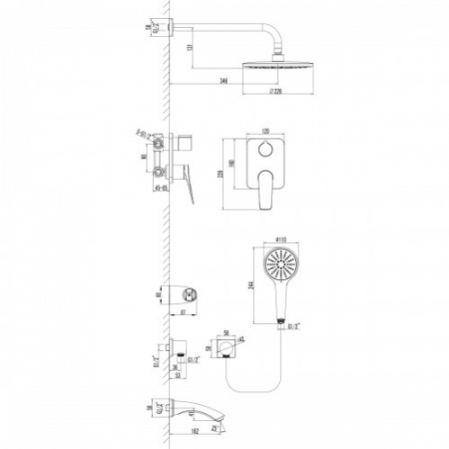 Смеситель Lemark Bronx  для ванны и душа, встраиваемый