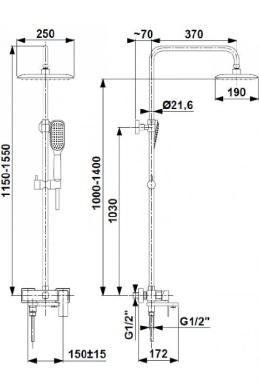 Стойка для душа Armatura LOGON Black черная