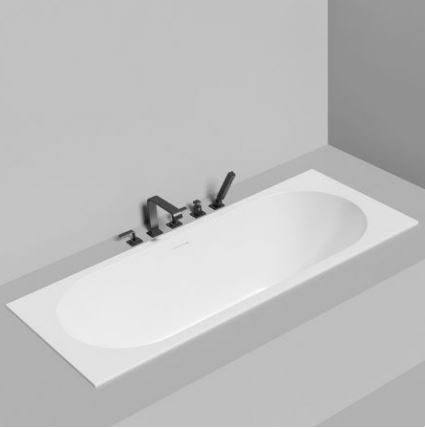 Ванна каменная Salini Ornella Axis Kit, S-Stone (матовый), интегрированный перелив,170*75