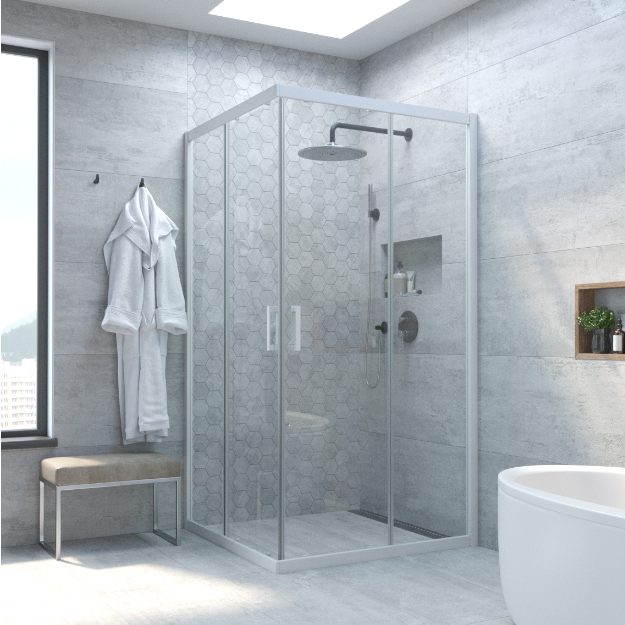 Душевой уголок Vegas-Glass ZA NOVO профиль белый