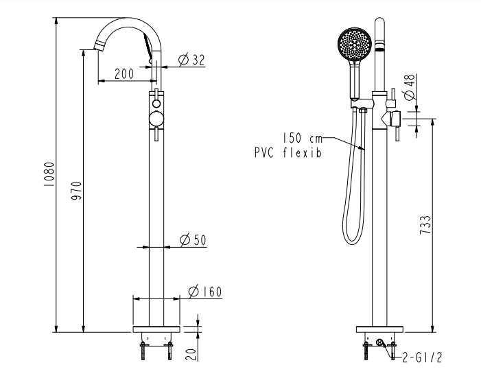 NEMO НАПОЛЬНЫЙ СМЕСИТЕЛЬ ДЛЯ ВАННЫ CHROME PLATED