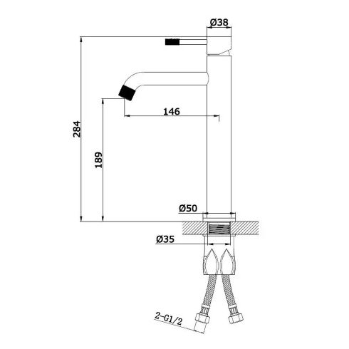 Смеситель высокий для умывальника Vieir V40-OMODEO черный матовый