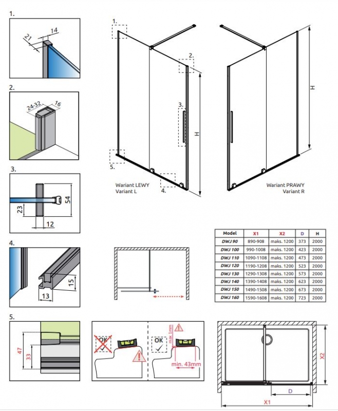 ДУШЕВАЯ ДВЕРЬ RADAWAY FURO BLACK DWJ (индив. изготовление)