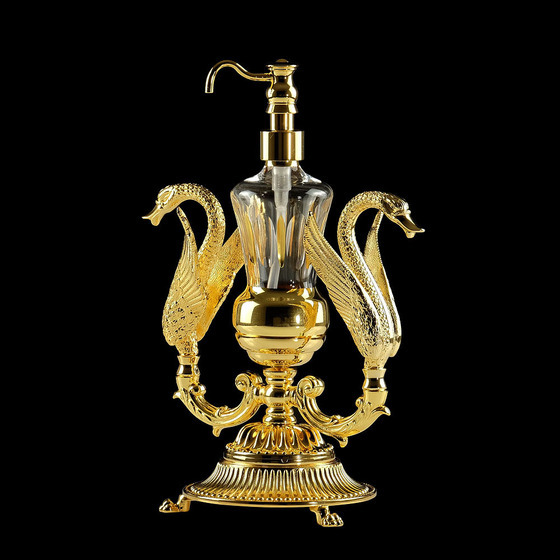 Дозатор жидкого мыла настольный (два лебедя), хрусталь Migliore Luxor, золото