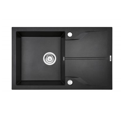 DEANTE ANDANTE FLUSH графитовый металик - мойка 1 чаша с крылом, 780*490*180 мм + сифон SPACE SAVER
