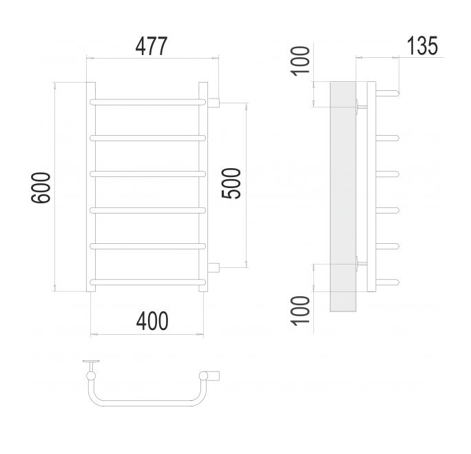 Полотенцесушитель Terminus «Стандарт» П6 400х600 бп500