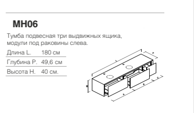 Мебель для ванной Brenta MANHATTAN  180х49.6х40.6 см со столешницей