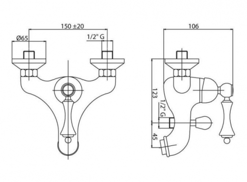 Смеситель для ванны с душем Cezares MARGOT VM1