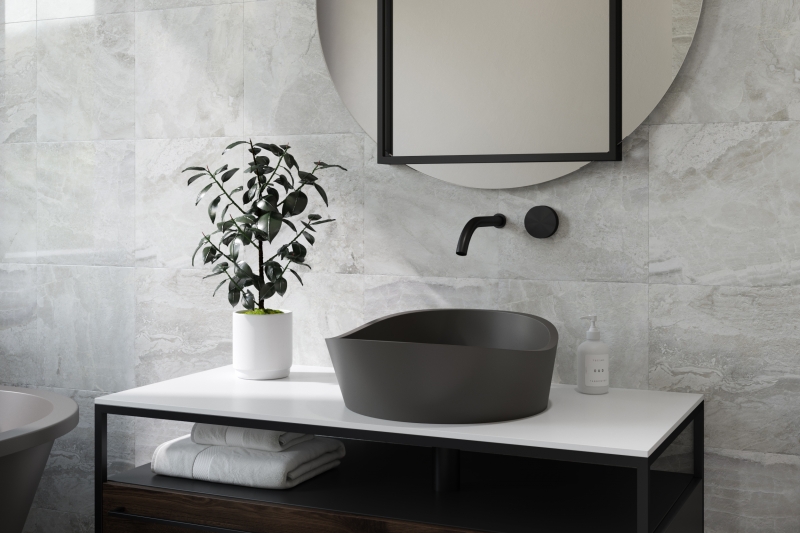 Fantini AF/21 Смеситель для раковины, настенный, излив: 208 мм, цвет: Matt Gun Metal PVD (black)