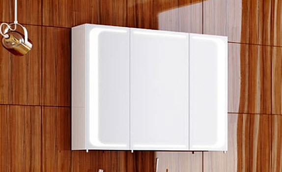 "Милан "шкаф-зеркало со светильником, 100см цвет белый