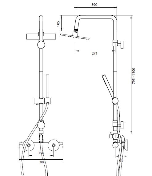 Душевая система Omnires с термостатом