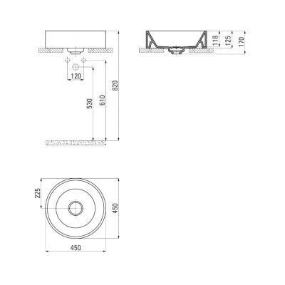 Умывальник накладной Deante MIRAN, 450*450*170 мм 
