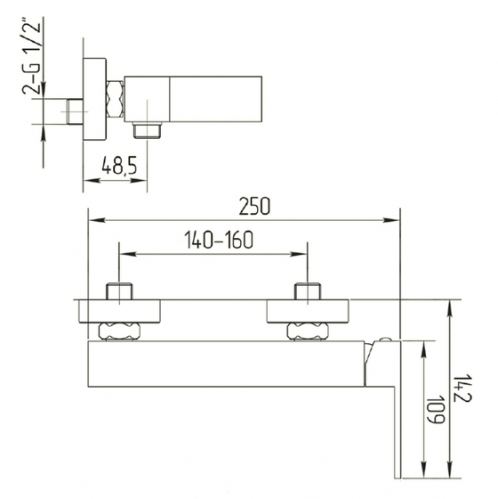 Migliore KVANT GOLD Смеситель д/душа внешний, выход М1/2", золото