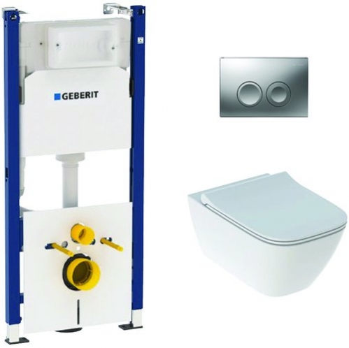 Инсталляция Geberit Doufix Delta 21 с унитазом KOLO MODO PURE с сиденьем с микролифтом Slim, безободковый