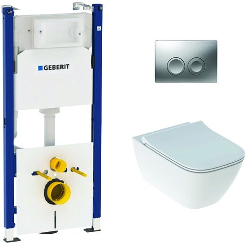 Инсталляция Geberit Doufix Delta 21 с унитазом KOLO MODO PURE с сиденьем с микролифтом Slim, безободковый