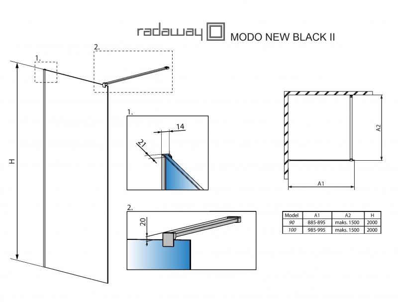 Душевое ограждение Radaway Modo II New Black