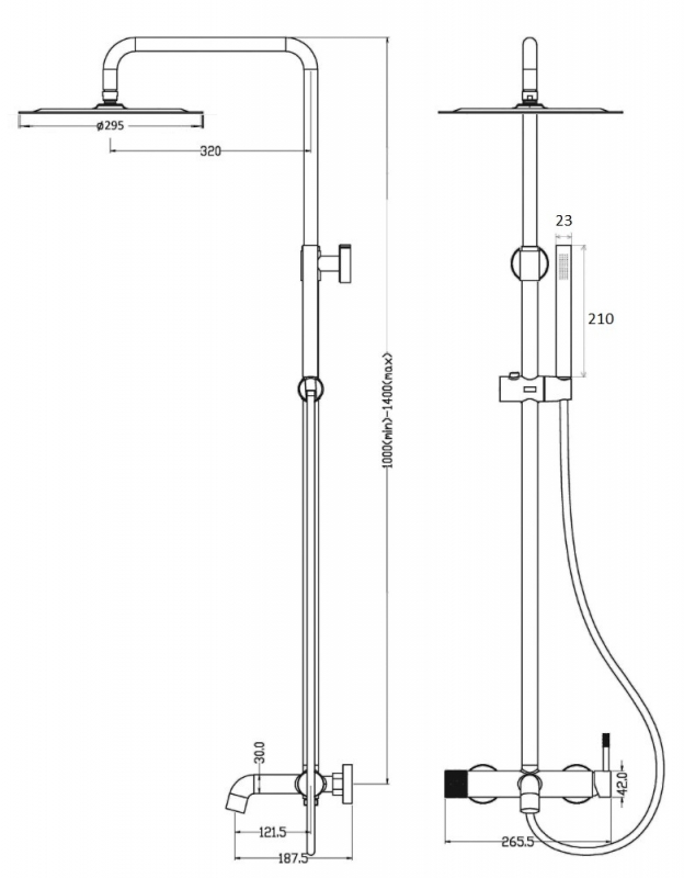 Душевая стойка Boheme Uno золото брашированное