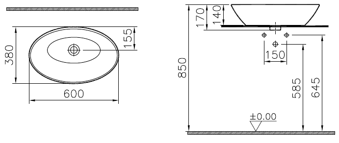 Умывальник Vitra Geo 60x38 см