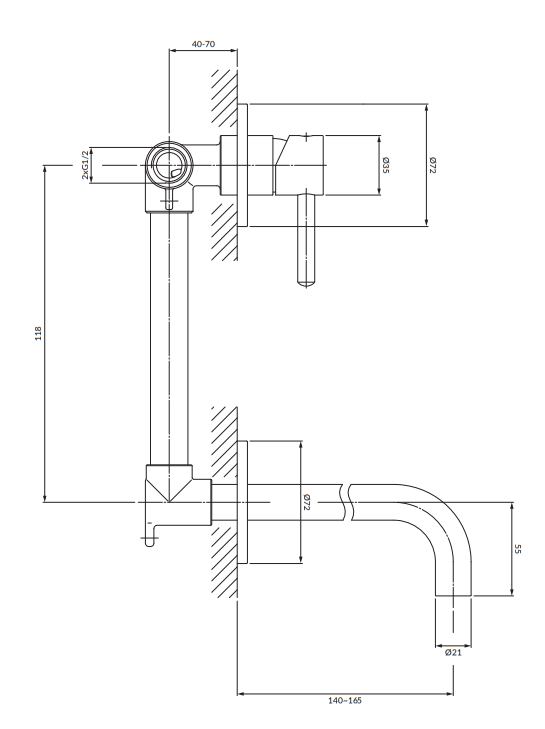 Cмеситель для умывальника Omnires Yскрытого монтажа цвет черный