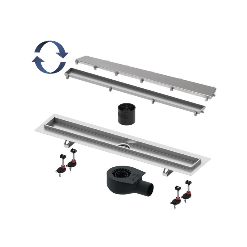 Комплект TECE TECElinus для монтажа дренажного канала 2 в 1 с основой для плитки tile и steel  с мембраной  80 см