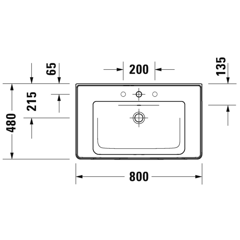 Duravit D-Neo Умывальник для мебели 800 x 480 мм, белый