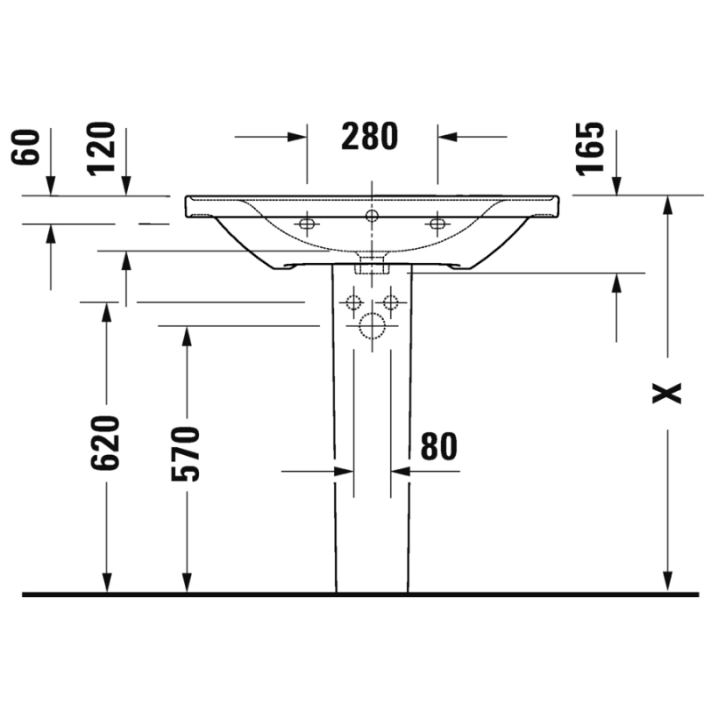 Duravit D-Neo Умывальник для мебели 800 x 480 мм, белый
