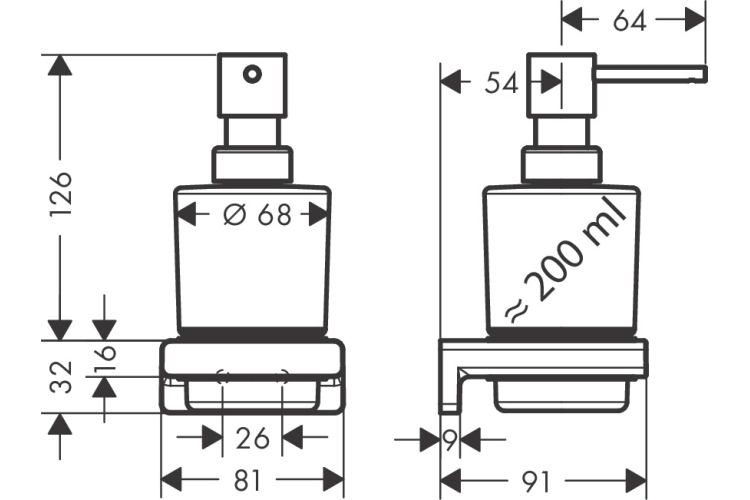 ДОЗАТОР ЖИДКОГО МЫЛА HANSGROHE ADD STORIS, ЧЕРНЫЙ МАТОВЫЙ