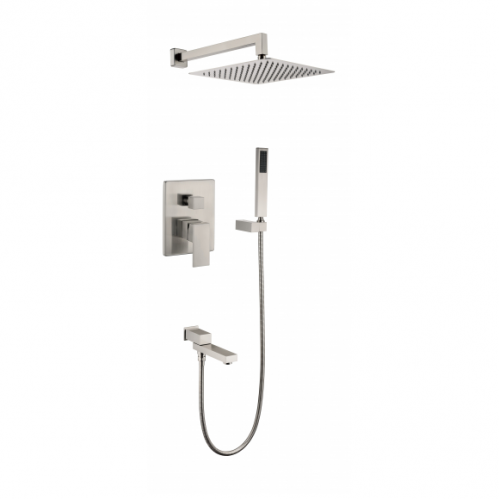 Душевая система скрытого монтажа Grocenberg нержавеющая сталь с изливом