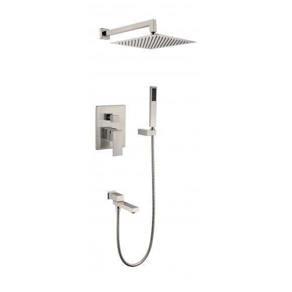 Душевая система скрытого монтажа Grocenberg нержавеющая сталь с изливом