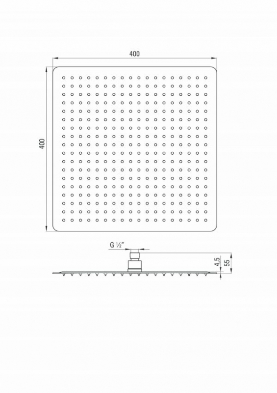 Верхний душ стальной квадратный Deante Cascada Flox, хром