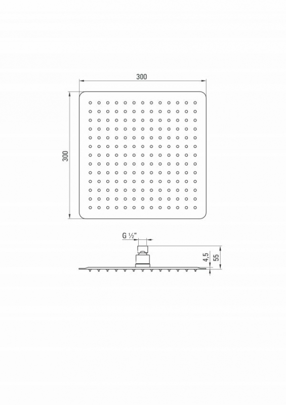 Верхний душ стальной квадратный Deante Cascada Flox, хром