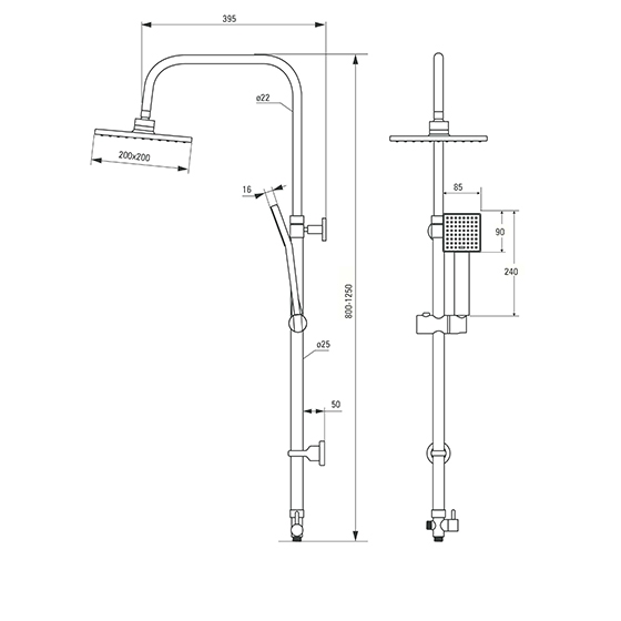 Душевая стойка Deante Cascada Floks, хром