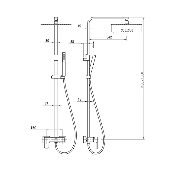 Душевая колонна Deante Cascada Azalia со смесителем для душа, хром