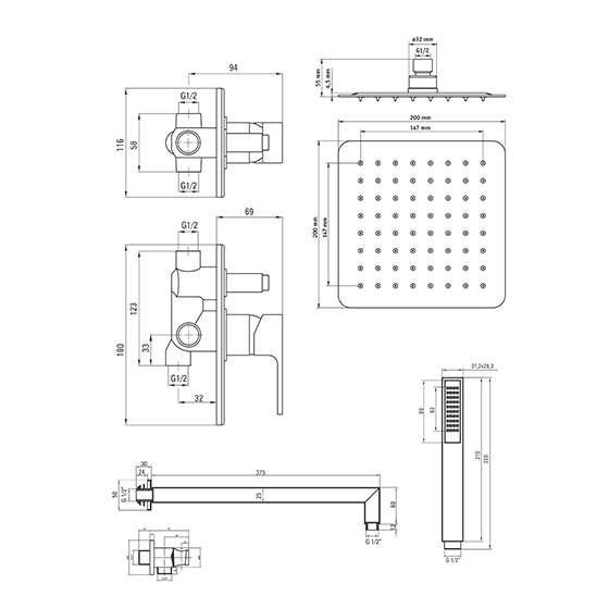 Душевая система скрытого монтажа Deante Anemon, хром