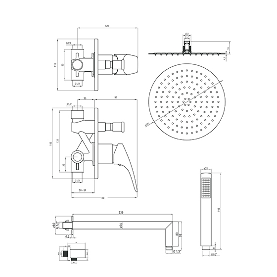 Душевая система скрытого монтажа Deante Cynia, хром