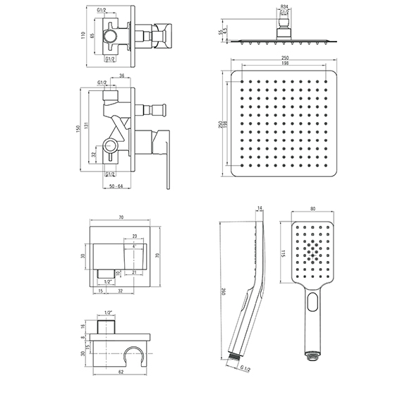 Душевая система скрытого монтажа Deante Alpinia, хром